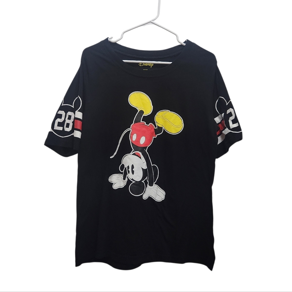 Disney Varsity Football Style Mickey Mouse 28 T-Shirt Black Plus Size 1X Novelty